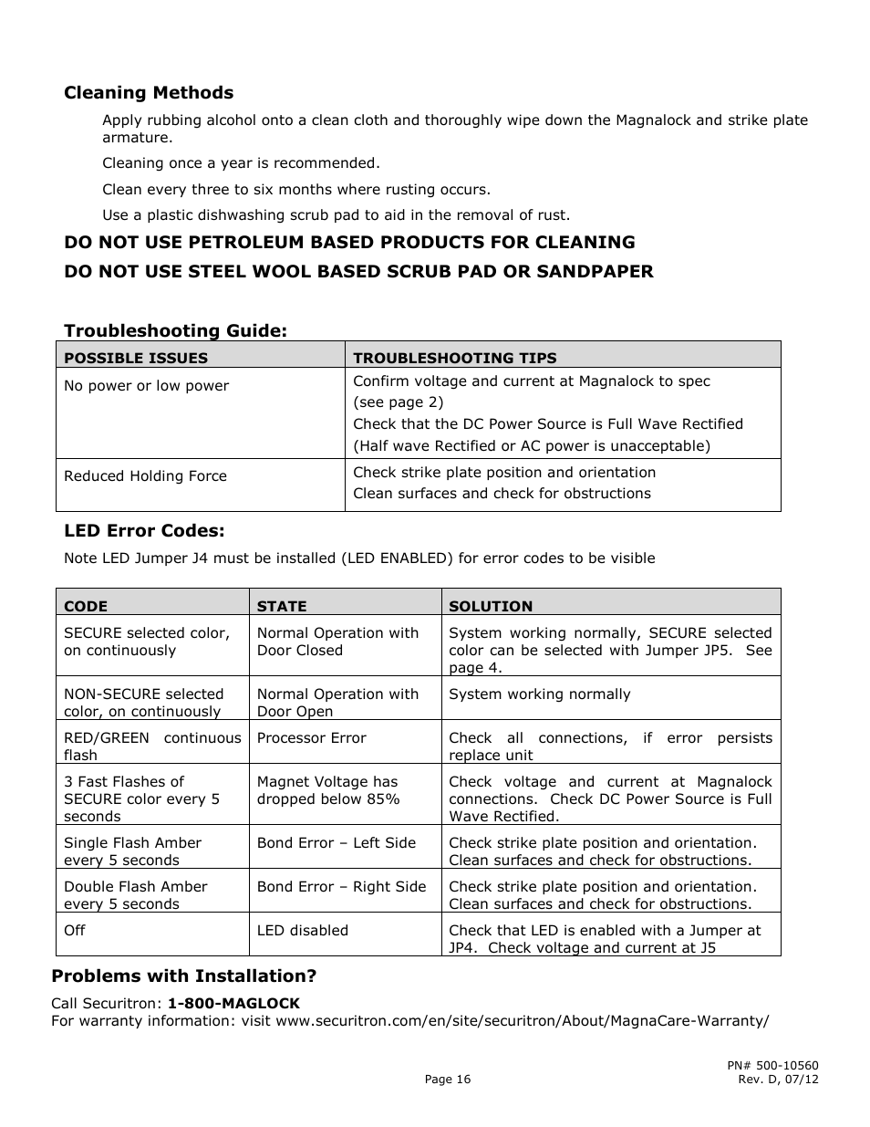 Securitron M680BDCX User Manual | Page 16 / 16