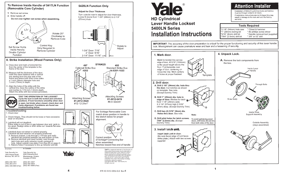 Securitron 5400LN_Series User Manual | 2 pages