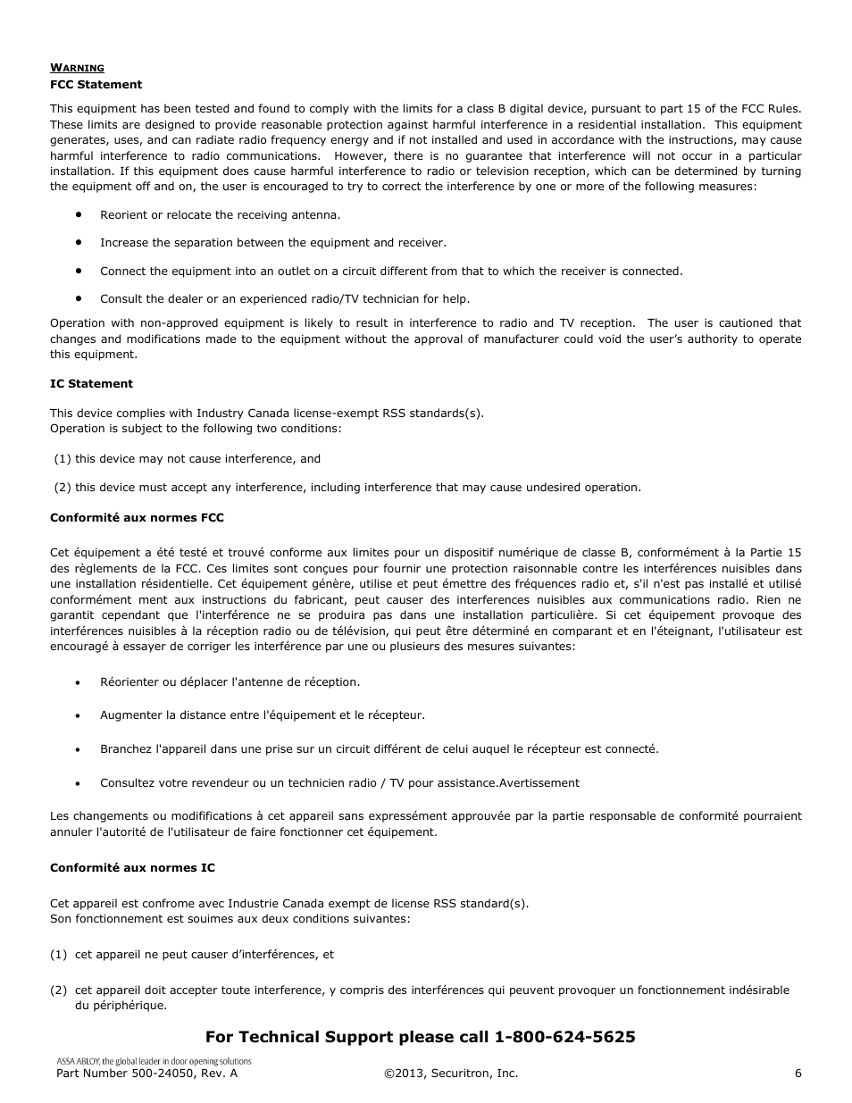 Securitron R100H User Manual | Page 6 / 6