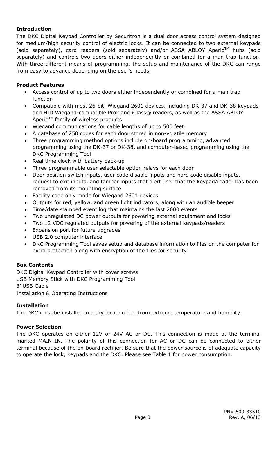 Securitron DKC User Manual | Page 3 / 20