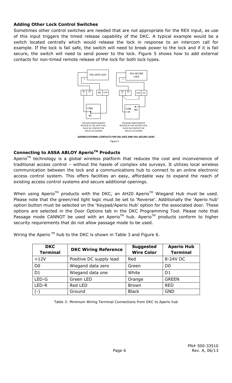 Connecting to assa abloy aperio, Products aperio, Products with the dkc, an ah20 aperio | Hub. aperio | Securitron DKC User Manual | Page 6 / 20