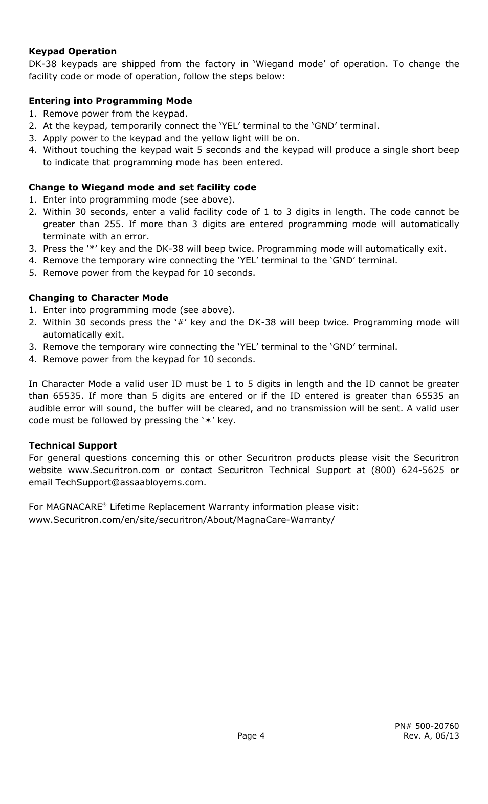 Securitron DK-38 User Manual | Page 4 / 4