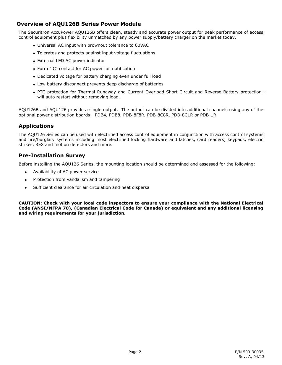Securitron AQU126B User Manual | Page 2 / 7
