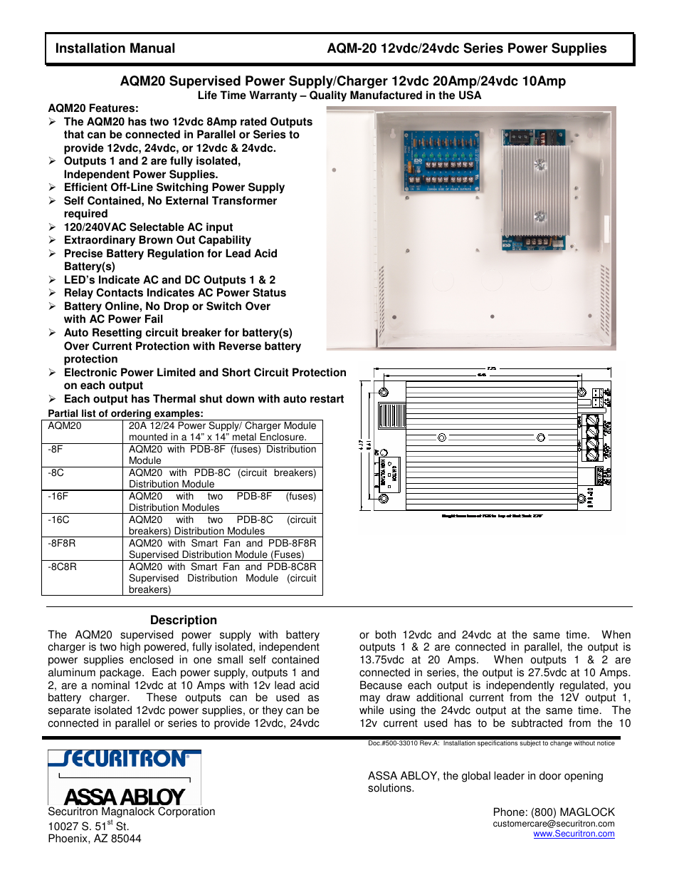 Securitron AQM20 User Manual | 8 pages