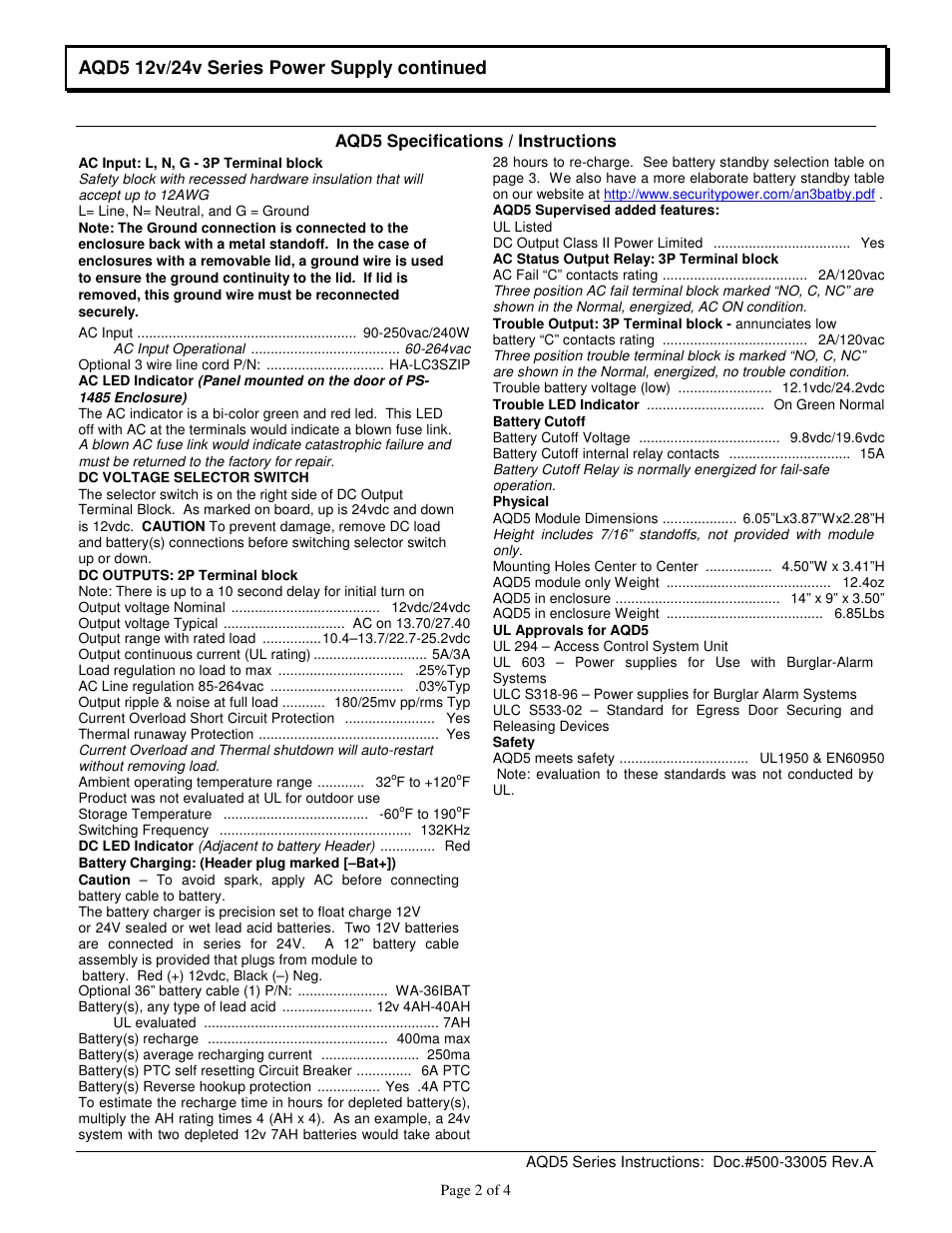 Securitron AQD5 User Manual | Page 2 / 4