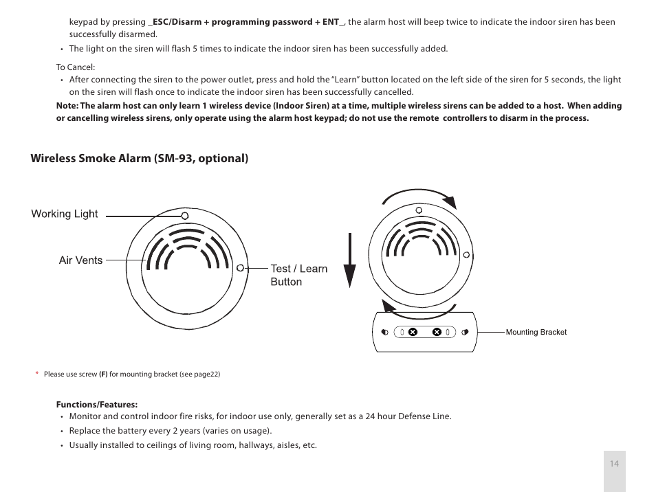 Wireless smoke alarm (sm-93, optional) | SecurityMan Air-AlArm1 - User manual User Manual | Page 17 / 28
