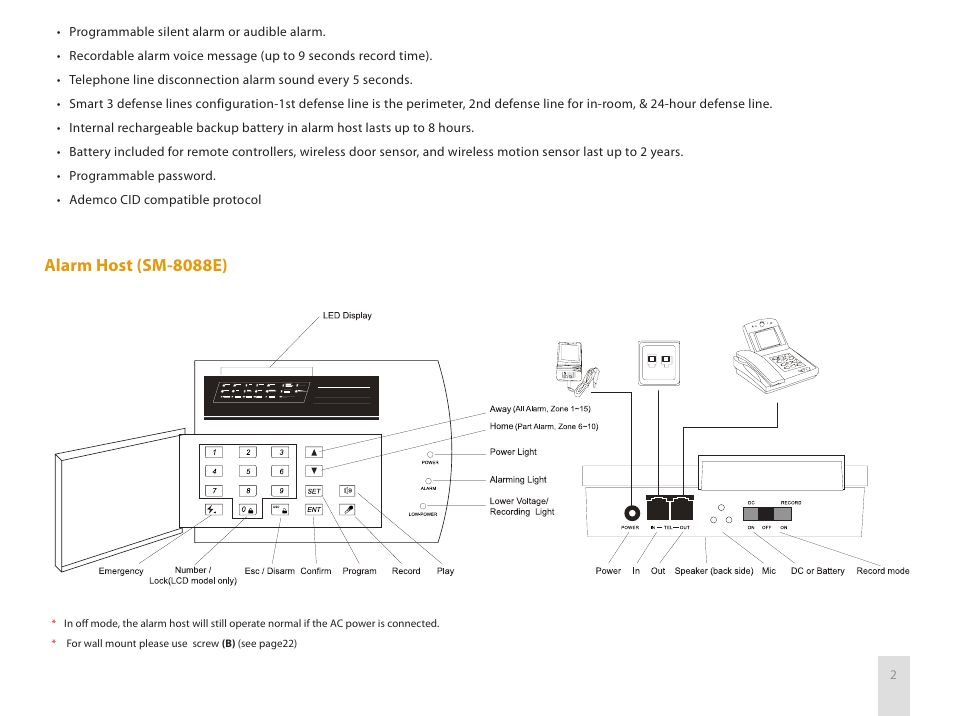 Alarm host (sm-8088e) | SecurityMan Air-AlArm1 - User manual User Manual | Page 5 / 28