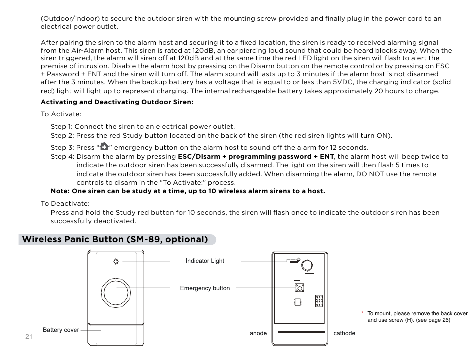 Wireless panic button (sm-89, optional) | SecurityMan Air-AlArmII series - User manual User Manual | Page 25 / 33