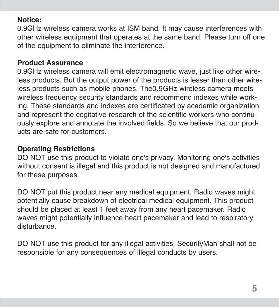 SecurityMan ClearCam II User Manual | Page 4 / 20