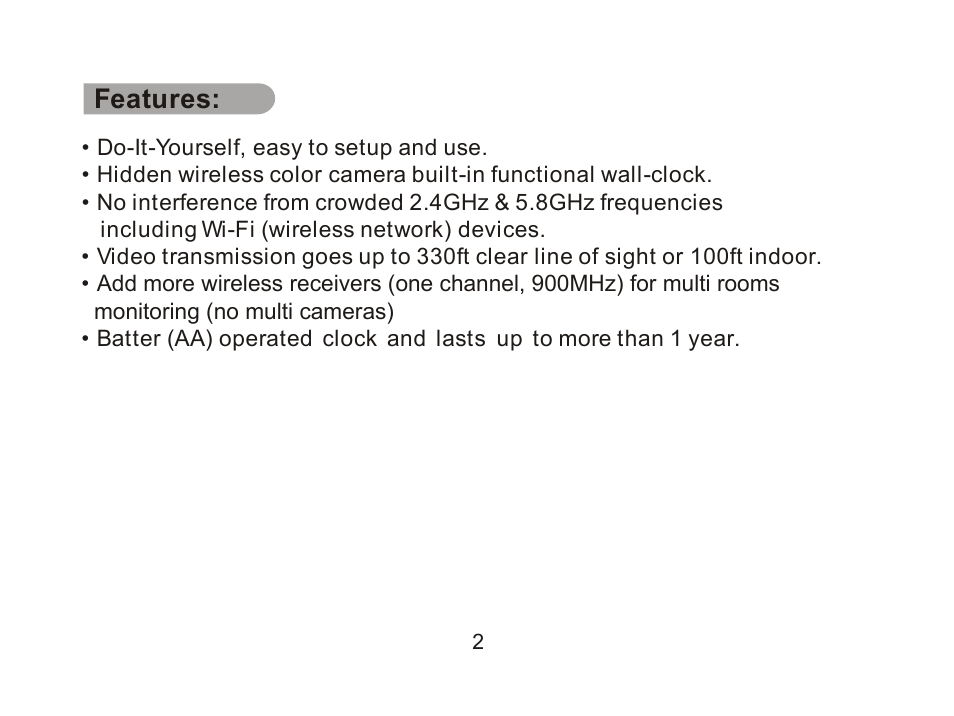 Features | SecurityMan ClockCam (New – Since 09.23.2011) User Manual | Page 12 / 23