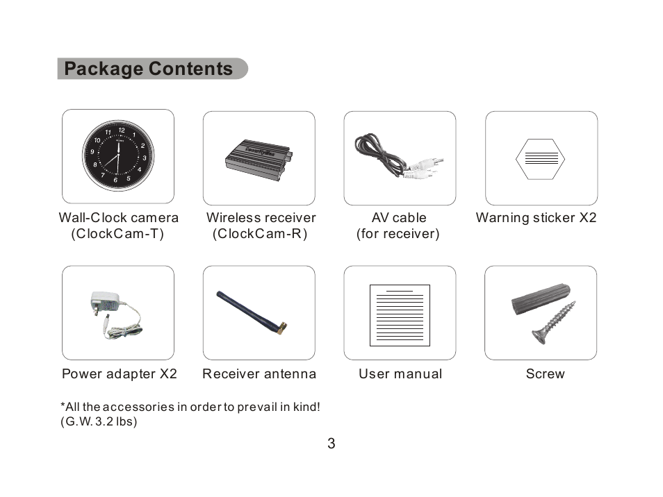 Package contents | SecurityMan ClockCam (New – Since 09.23.2011) User Manual | Page 13 / 23