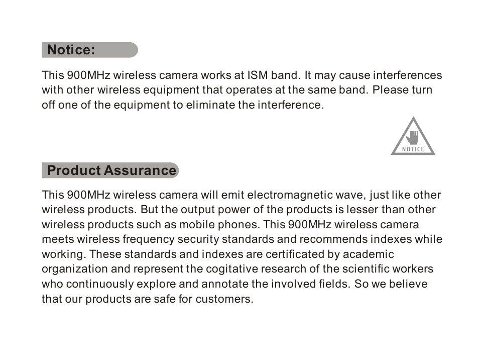 Notice, Product assurance | SecurityMan ClockCam (New – Since 09.23.2011) User Manual | Page 5 / 23