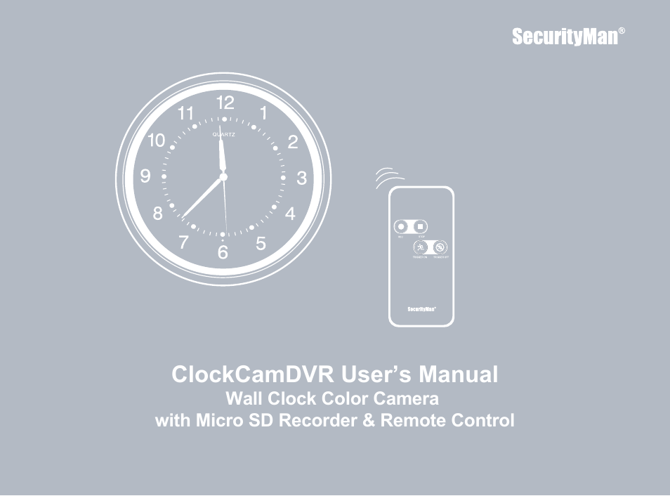 SecurityMan ClockCamDVR User Manual | 30 pages