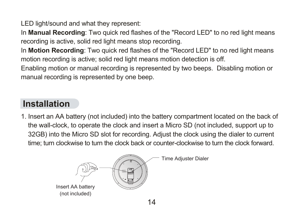 Installation | SecurityMan ClockCamDVR User Manual | Page 22 / 30