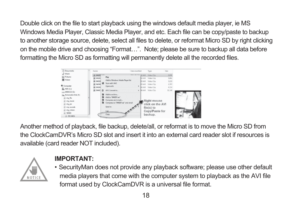 SecurityMan ClockCamDVR User Manual | Page 26 / 30
