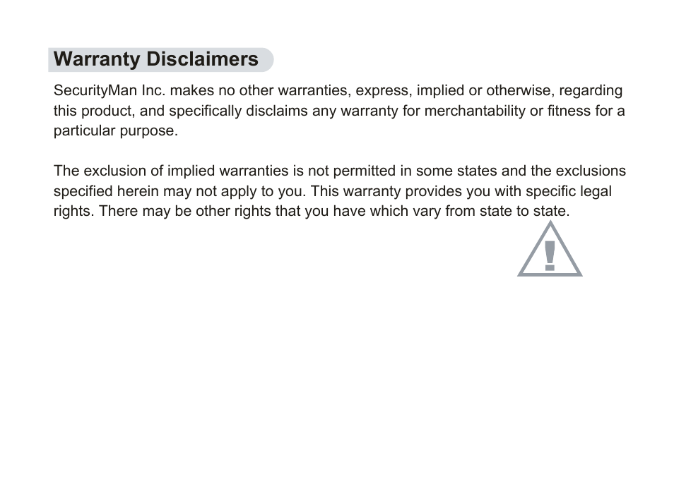 Warranty disclaimers | SecurityMan ClockCamDVR User Manual | Page 4 / 30