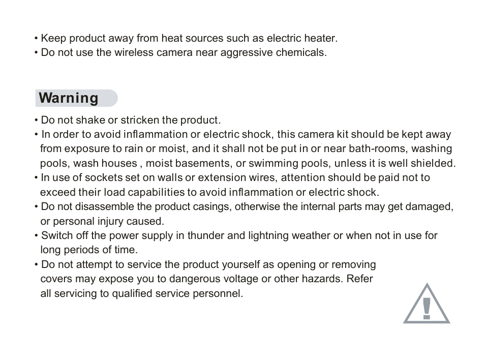 Warning | SecurityMan ClockCamDVR User Manual | Page 7 / 30