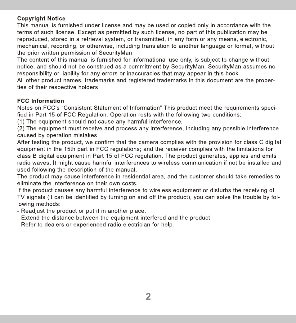 SecurityMan CUcam2 User Manual | Page 2 / 21