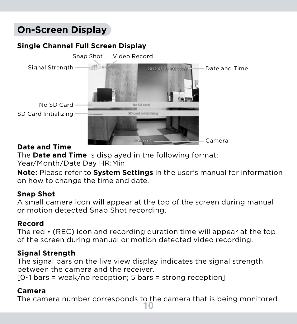 10 on-screen display | SecurityMan DigiairWatch Series User Manual | Page 14 / 36