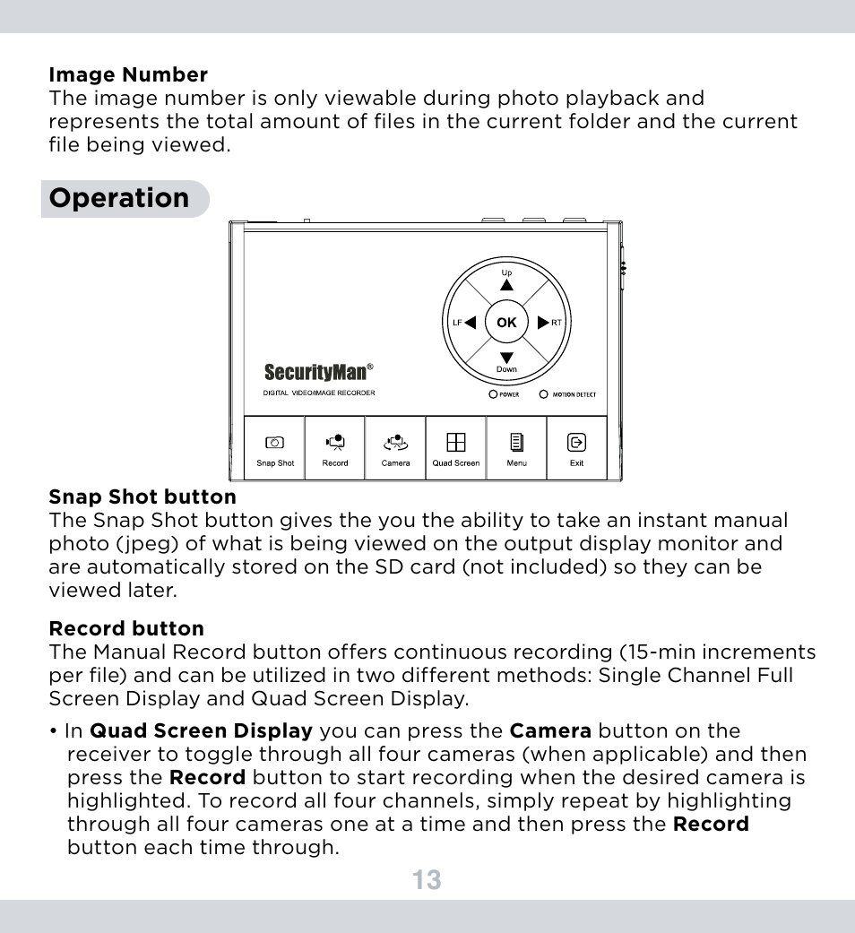 Operation | SecurityMan DigiairWatch Series User Manual | Page 17 / 36