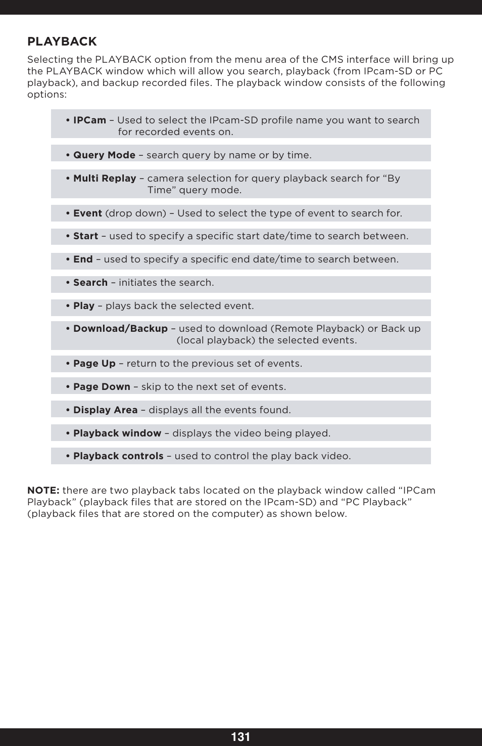 131 playback | SecurityMan IPcam-SD - User manual User Manual | Page 135 / 159