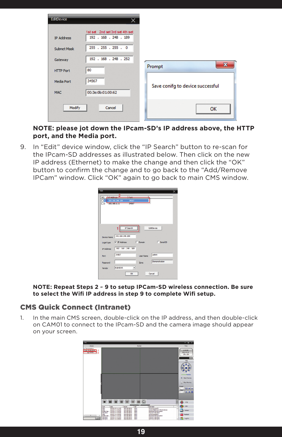 Cms quick connect (intranet) | SecurityMan IPcam-SD - User manual User Manual | Page 23 / 159
