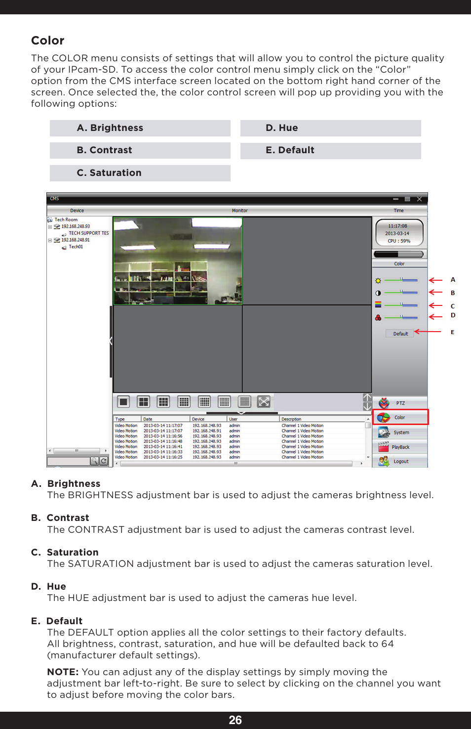 26 color | SecurityMan IPcam-SD - User manual User Manual | Page 30 / 159