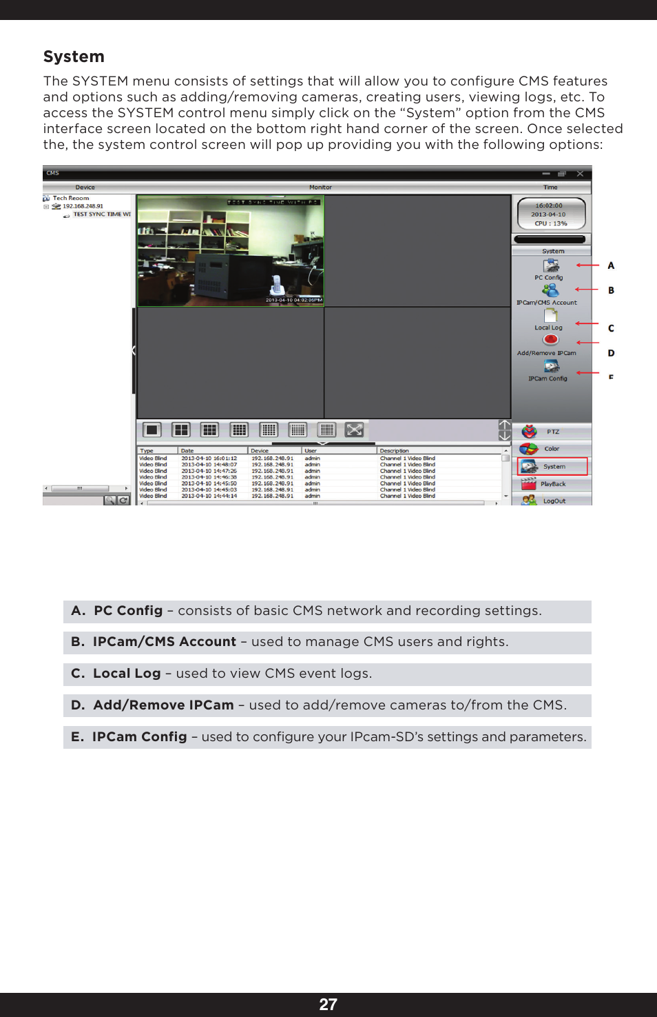 27 system | SecurityMan IPcam-SD - User manual User Manual | Page 31 / 159