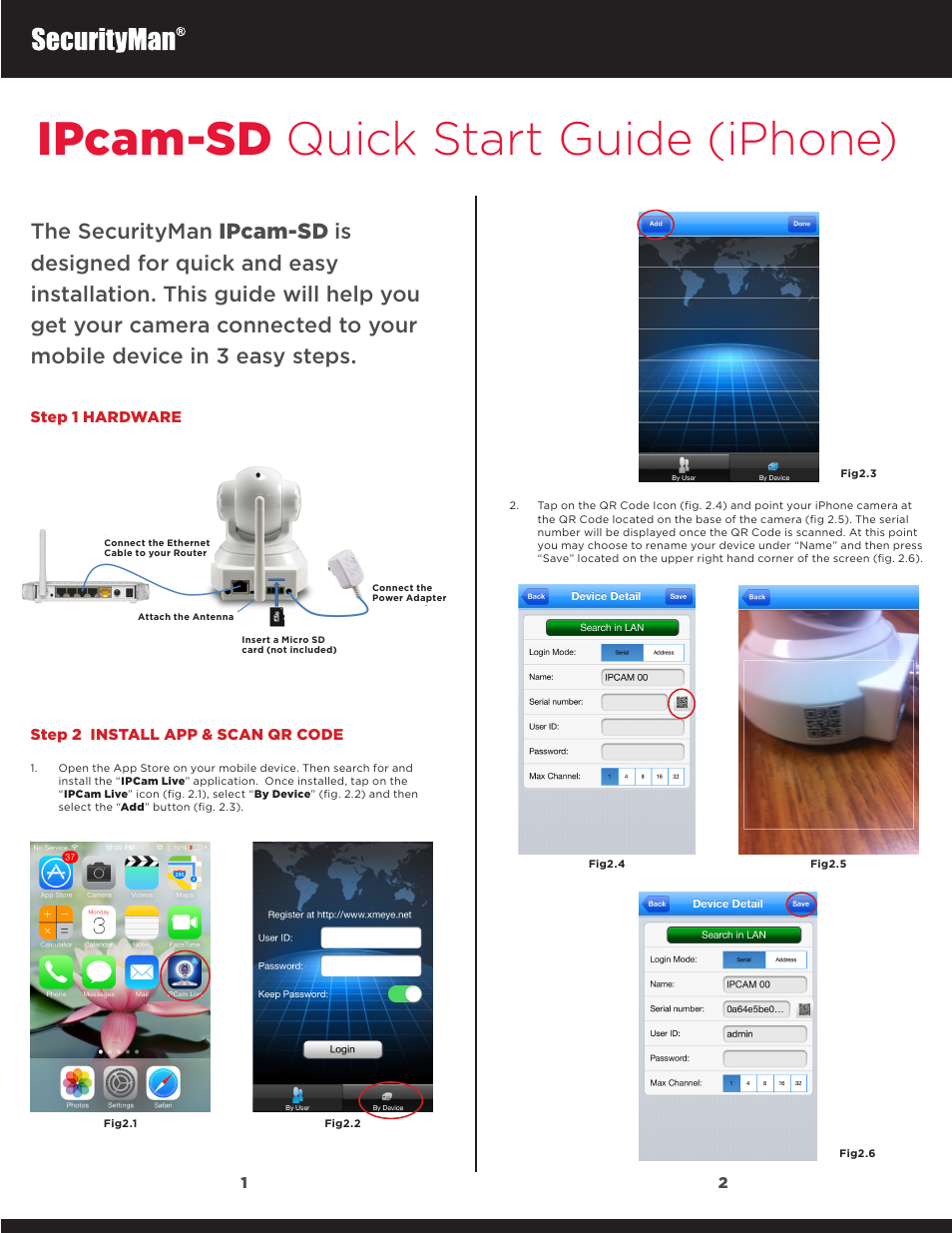 SecurityMan IPcam-SD - Quick Start Guide User Manual | 4 pages