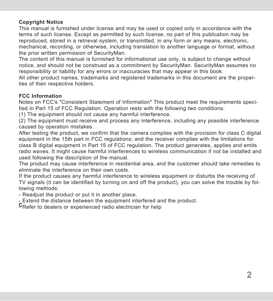 SecurityMan NiteCam2 User Manual | Page 2 / 20