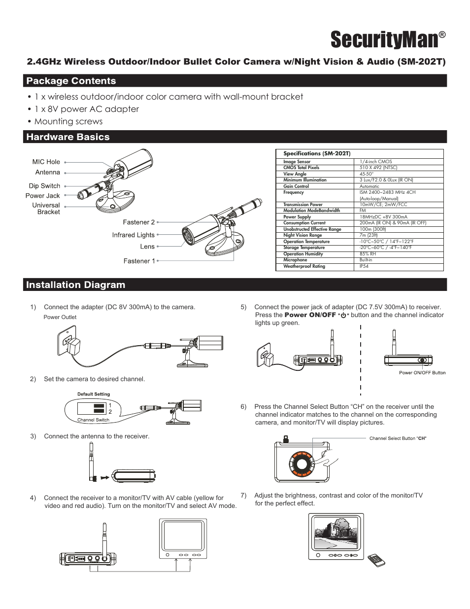 SecurityMan SM-202T User Manual | 2 pages