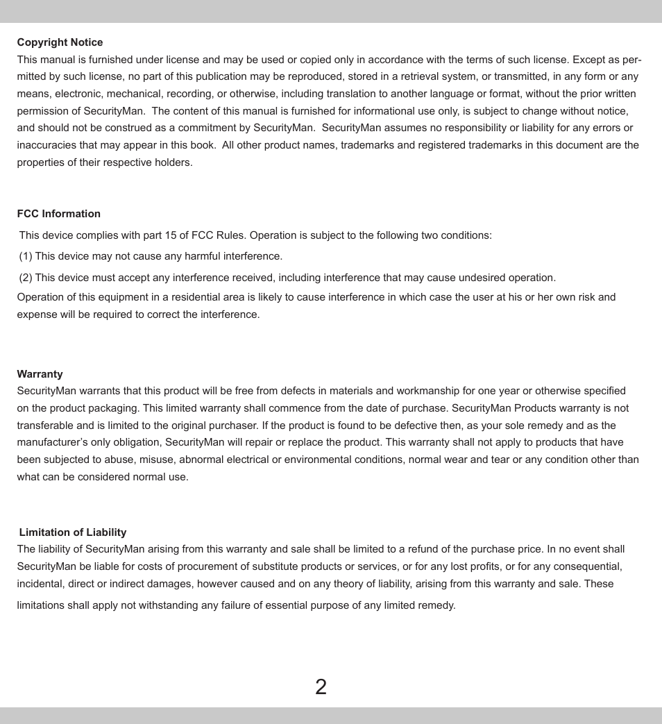 SecurityMan SM-302 User Manual | Page 2 / 15