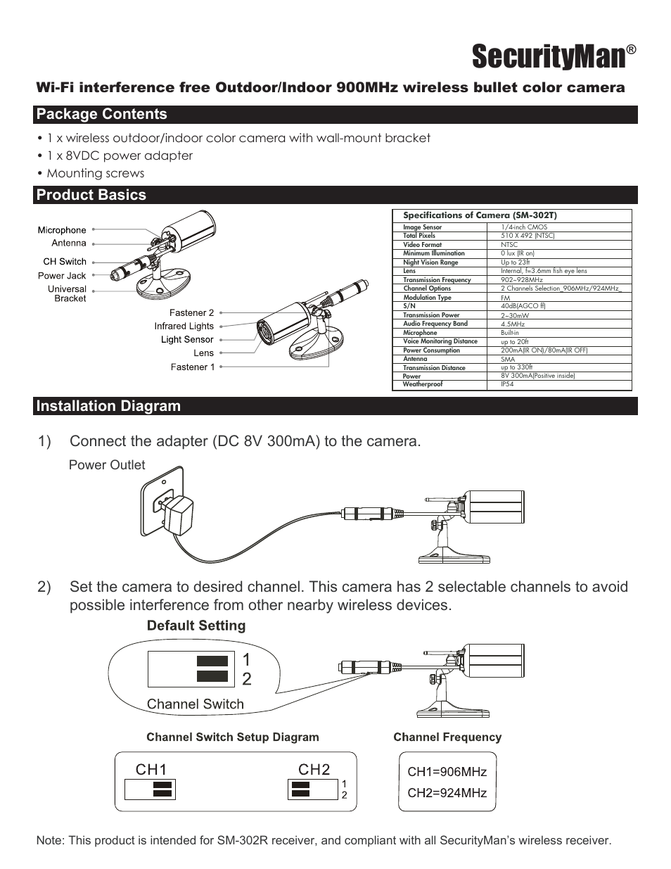 SecurityMan SM-302T User Manual | 2 pages