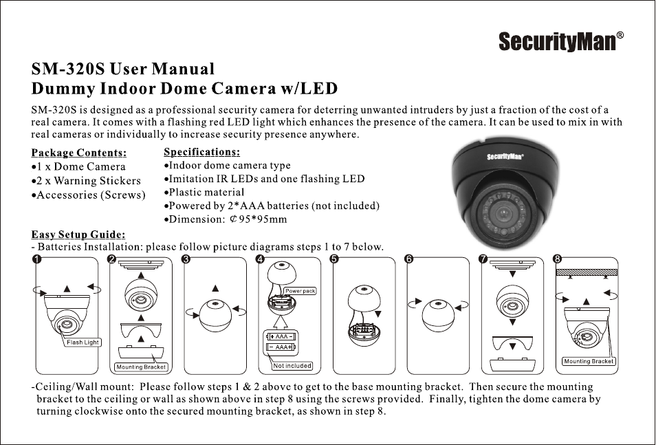 SecurityMan SM-320S User Manual | 2 pages