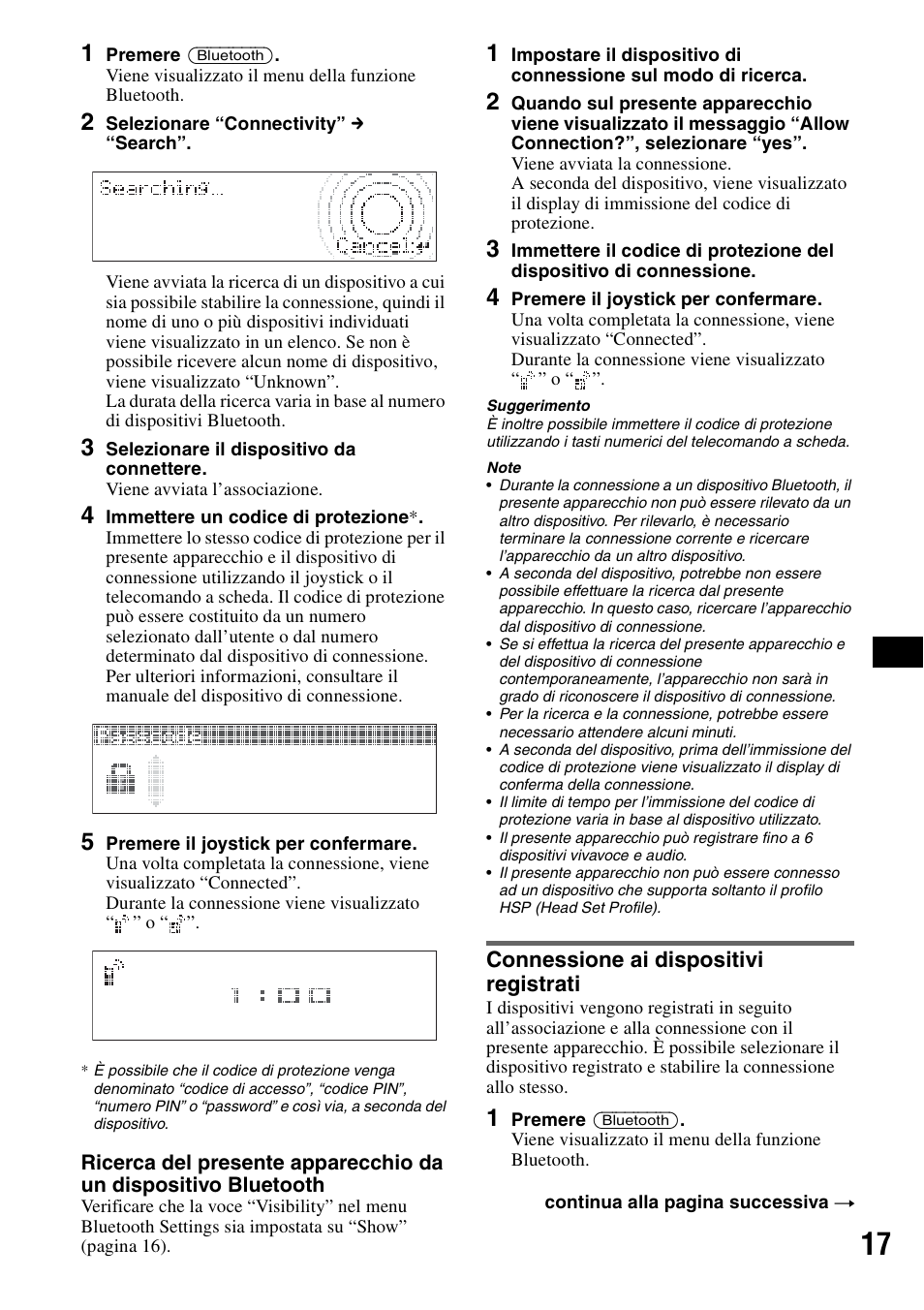 Connessione ai dispositivi registrati | Sony MEX-BT5100 User Manual | Page 115 / 172