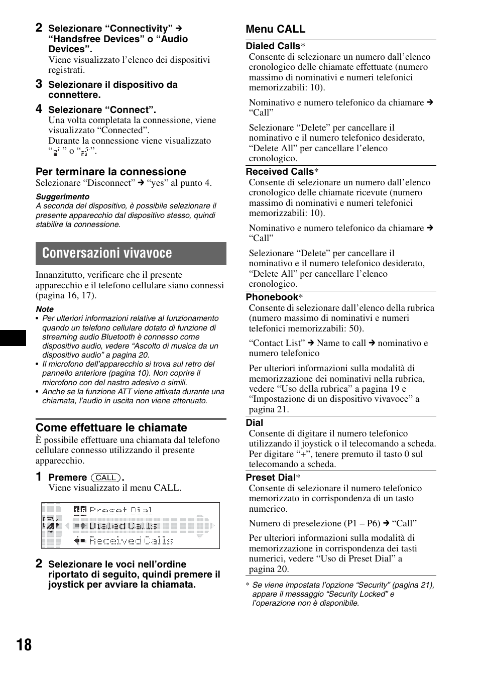 Conversazioni vivavoce, Come effettuare le chiamate | Sony MEX-BT5100 User Manual | Page 116 / 172