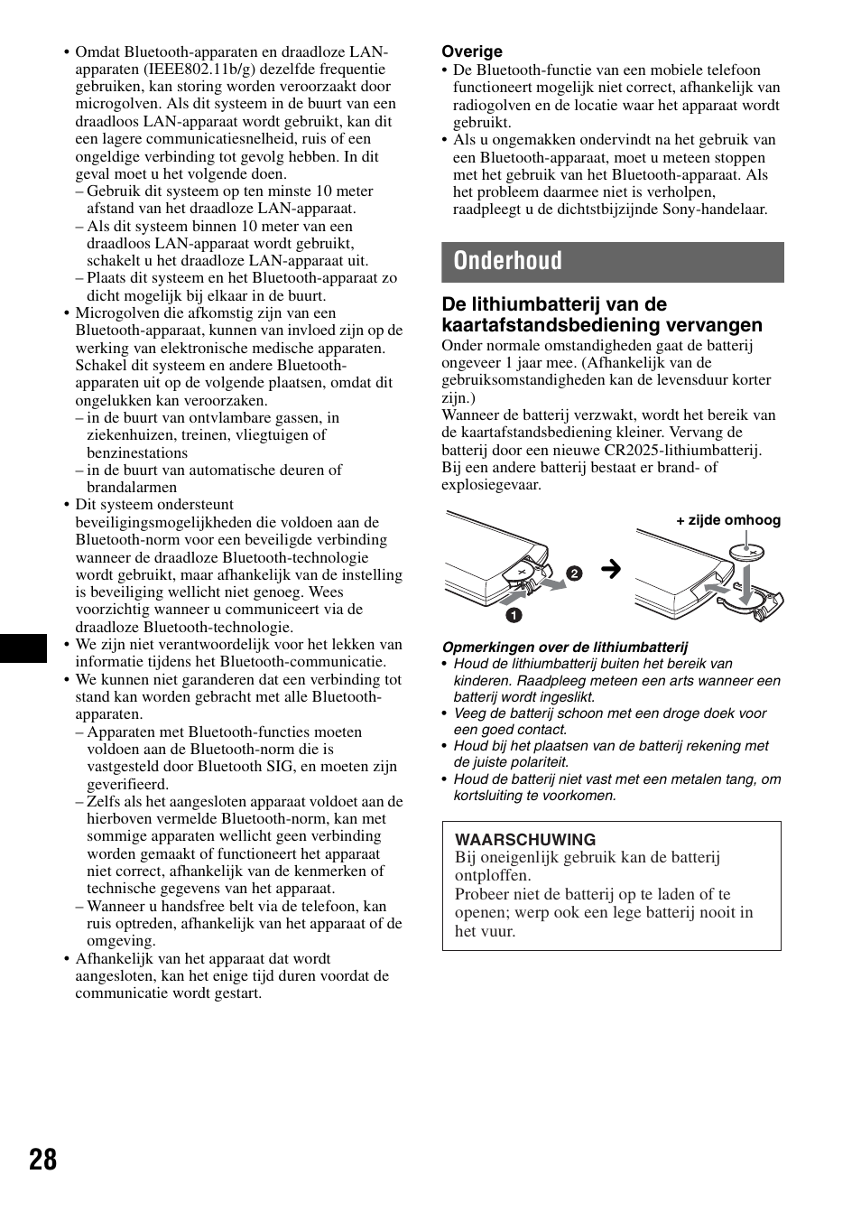 Onderhoud | Sony MEX-BT5100 User Manual | Page 160 / 172