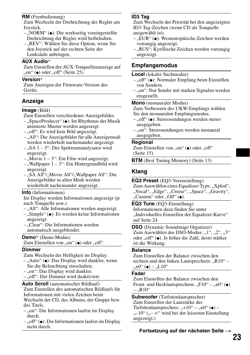 F seite 23 na, Seite 23), N (seite 23 | Sony MEX-BT5100 User Manual | Page 53 / 172