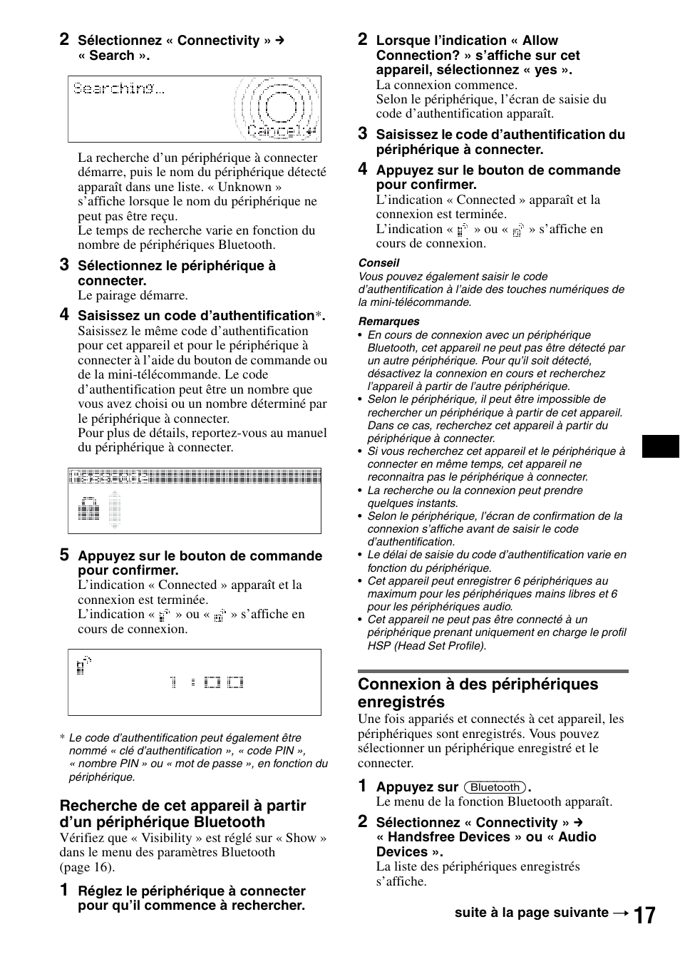 Connexion à des périphériques enregistrés | Sony MEX-BT5100 User Manual | Page 81 / 172