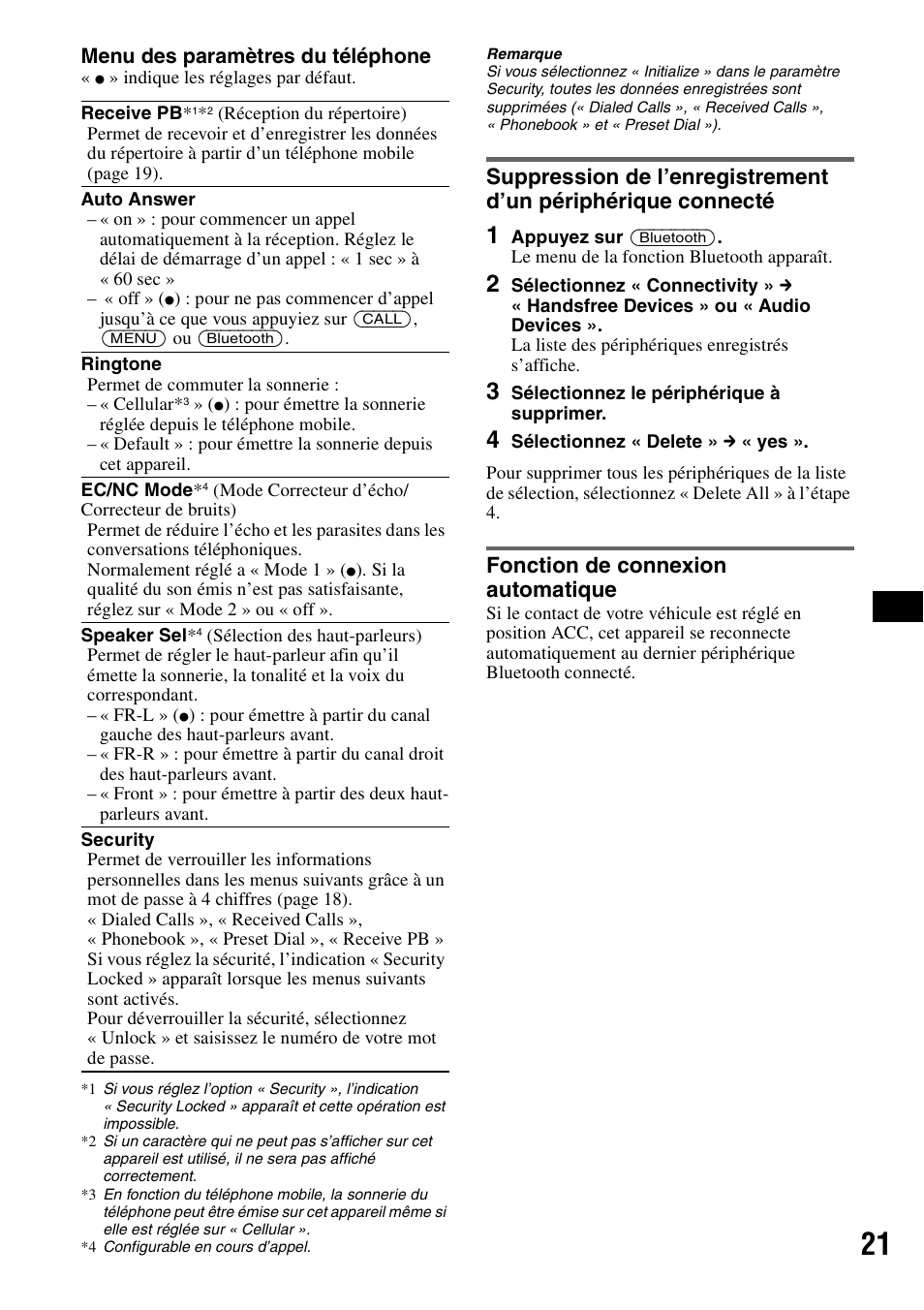 Fonction de connexion automatique | Sony MEX-BT5100 User Manual | Page 85 / 172