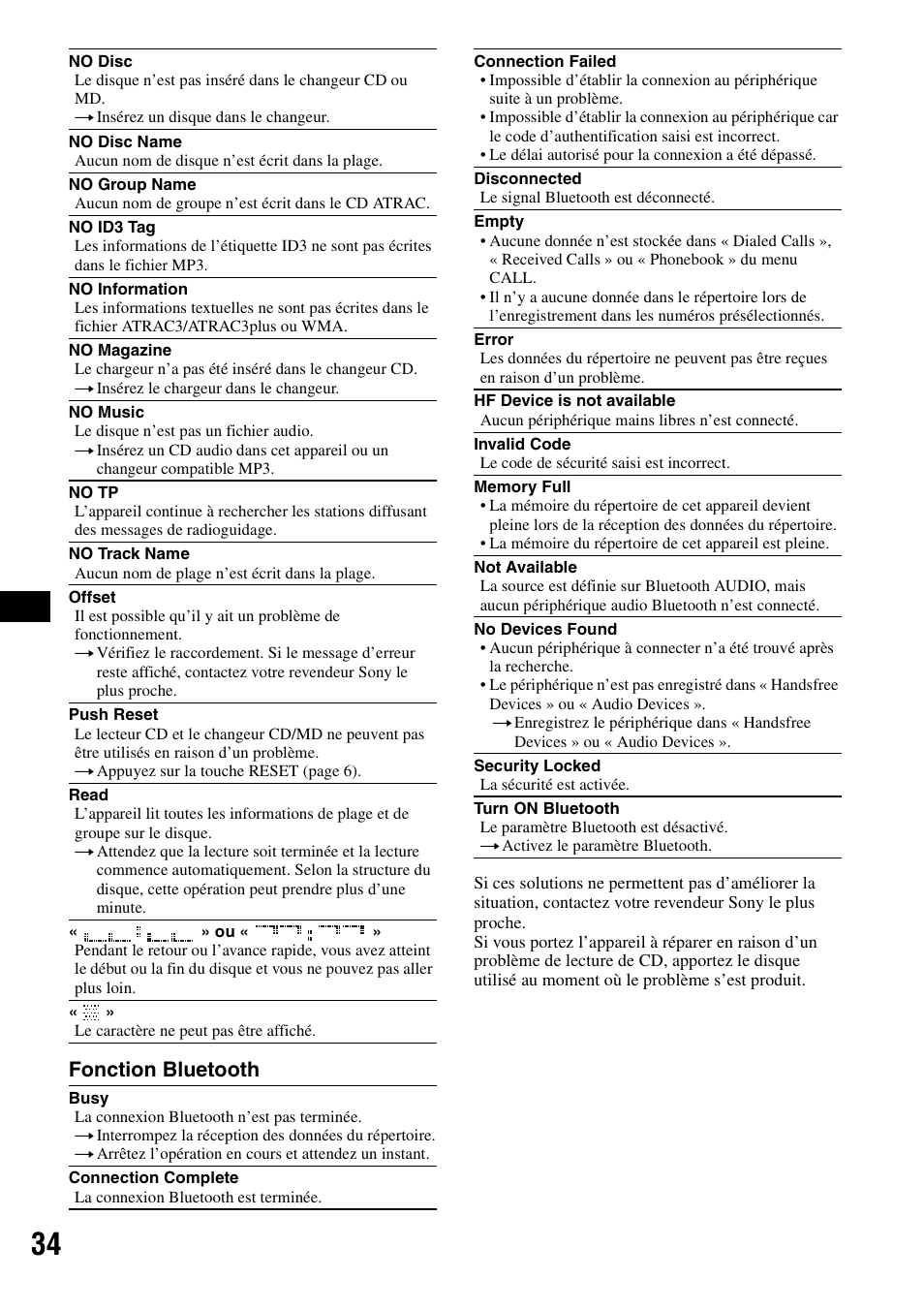 Fonction bluetooth | Sony MEX-BT5100 User Manual | Page 98 / 172