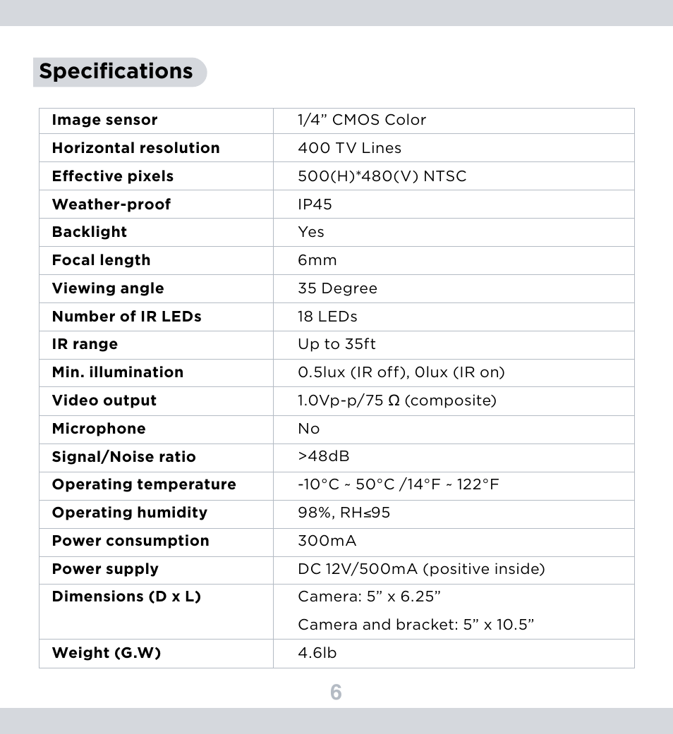 6specifications | SecurityMan SM-400MC User Manual | Page 10 / 11