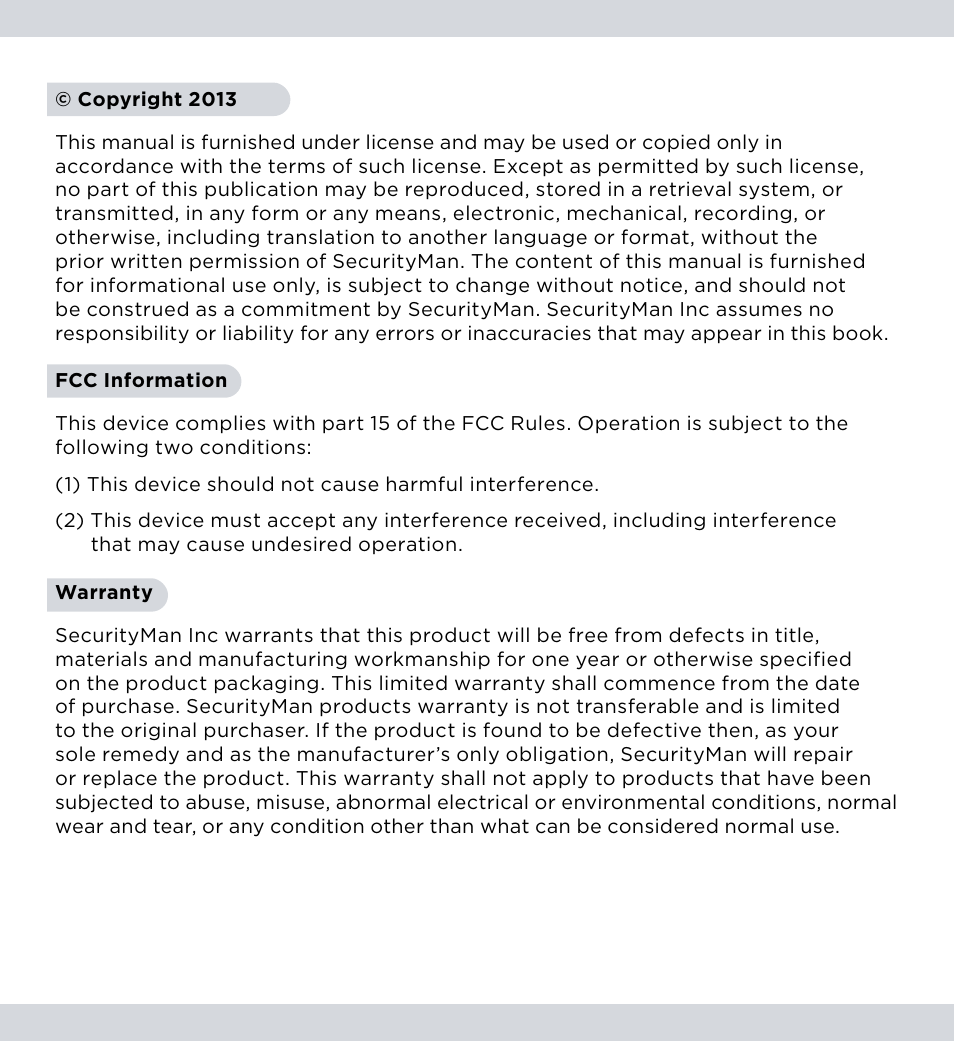 SecurityMan SM-400MC User Manual | Page 2 / 11