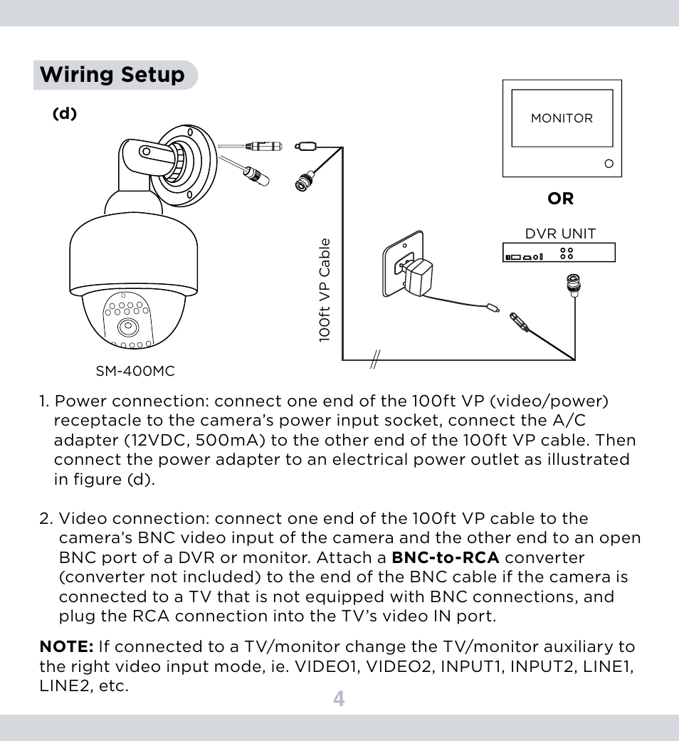 4wiring setup | SecurityMan SM-400MC User Manual | Page 8 / 11