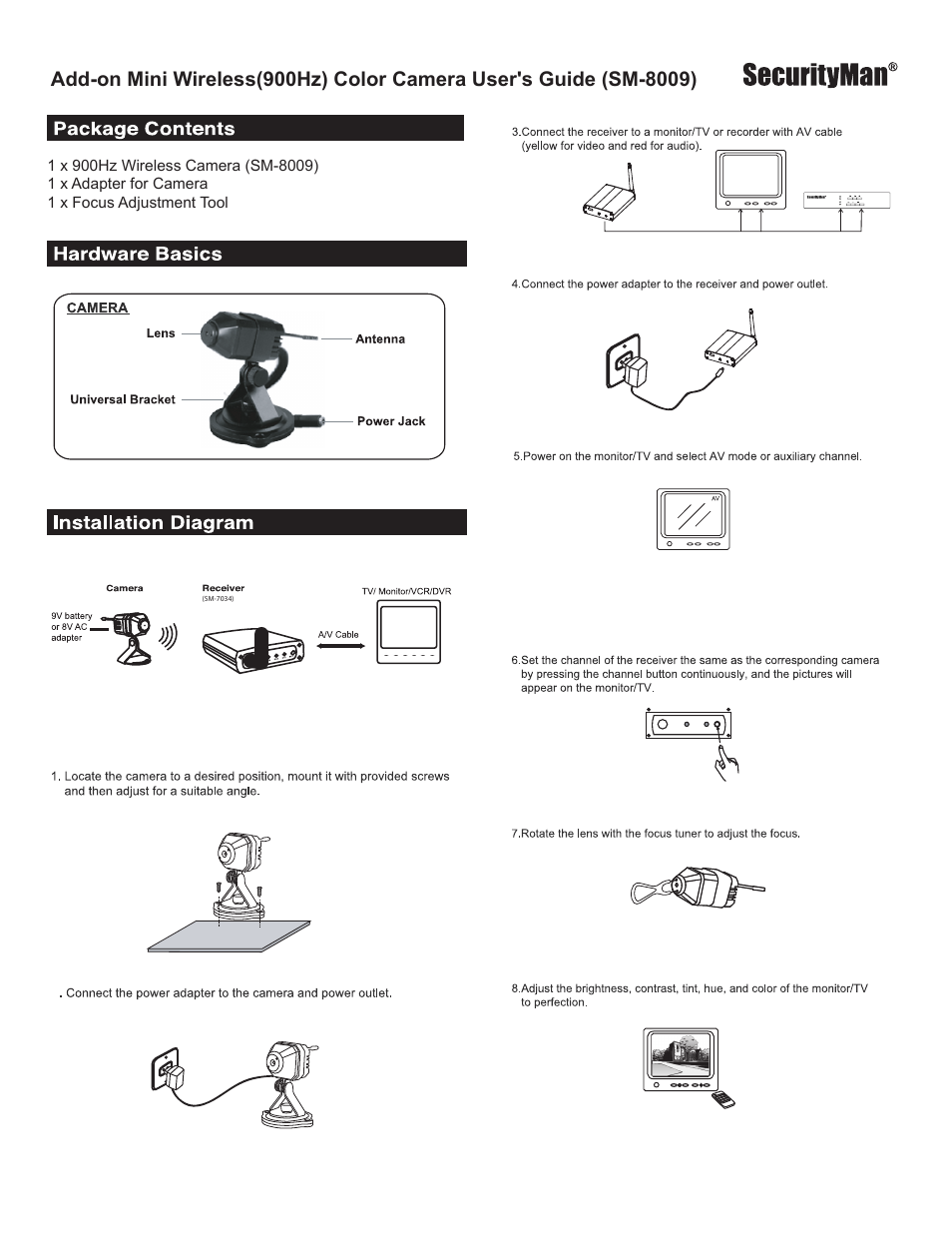 SecurityMan SM-8009 User Manual | 2 pages