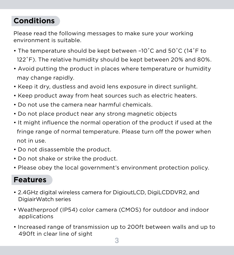 3conditions, Features | SecurityMan SM-804DT User Manual | Page 7 / 12