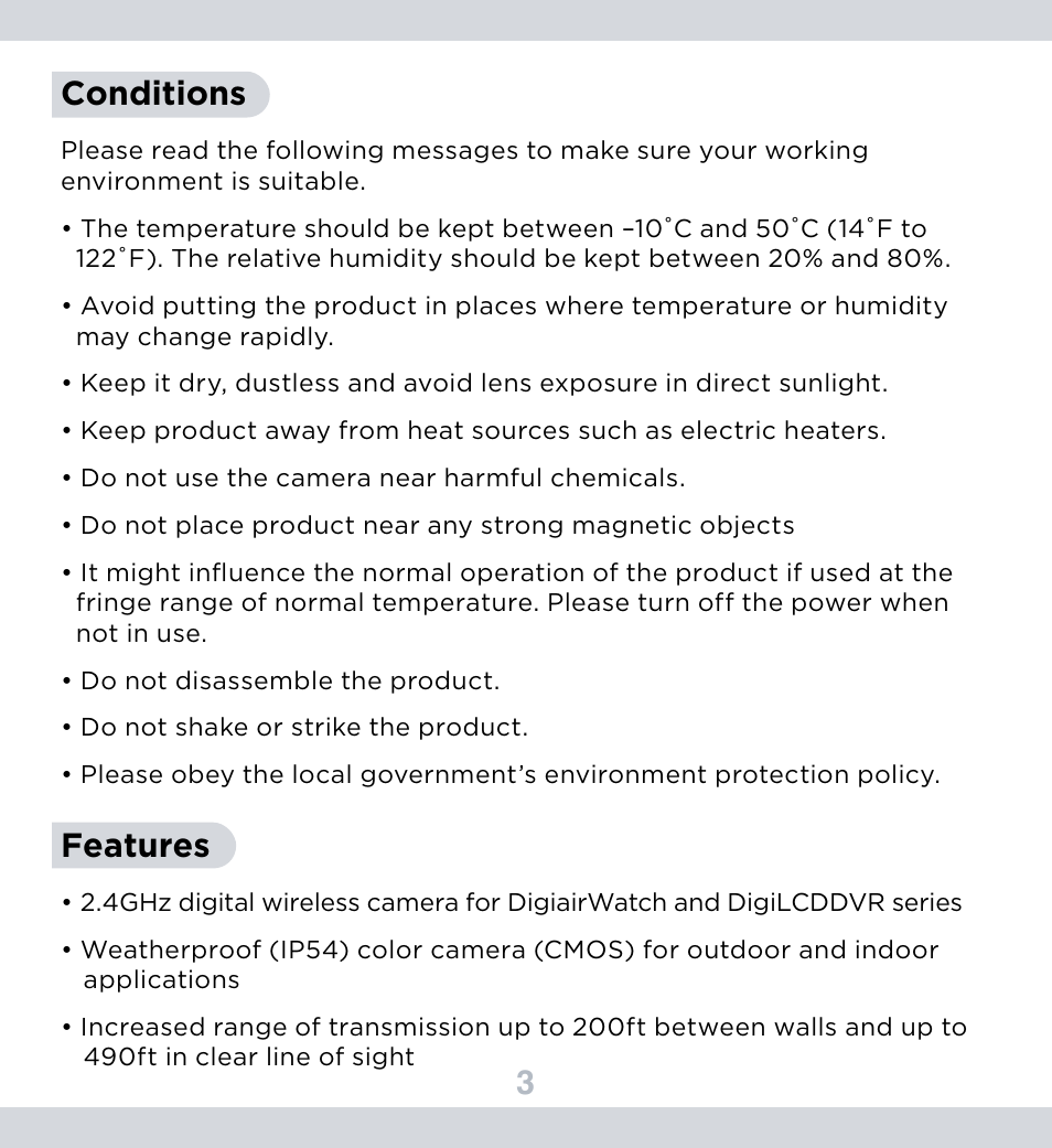3conditions, Features | SecurityMan SM-816DT User Manual | Page 7 / 12