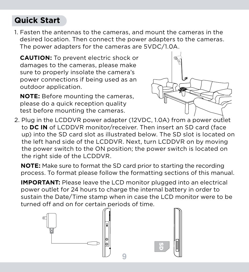 9quick start | SecurityMan DigiLCDDVR Series User Manual | Page 13 / 36