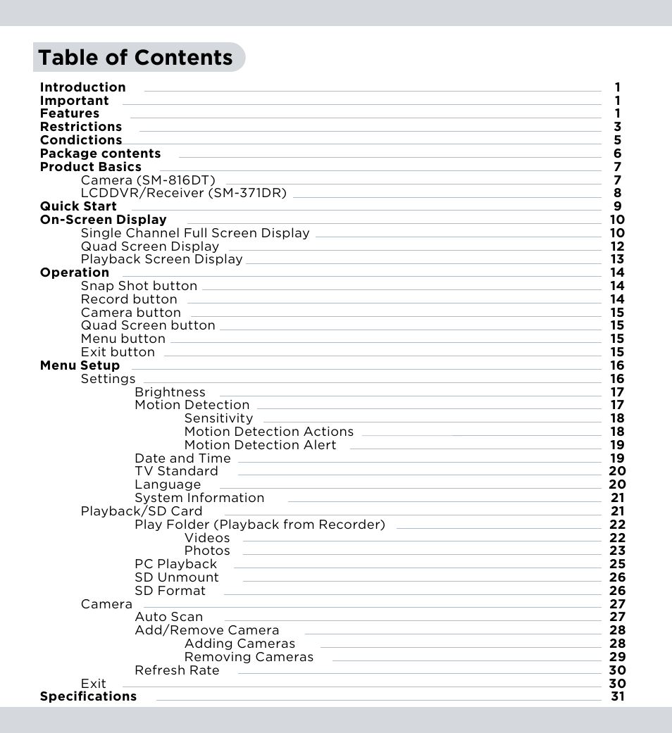 SecurityMan DigiLCDDVR Series User Manual | Page 4 / 36