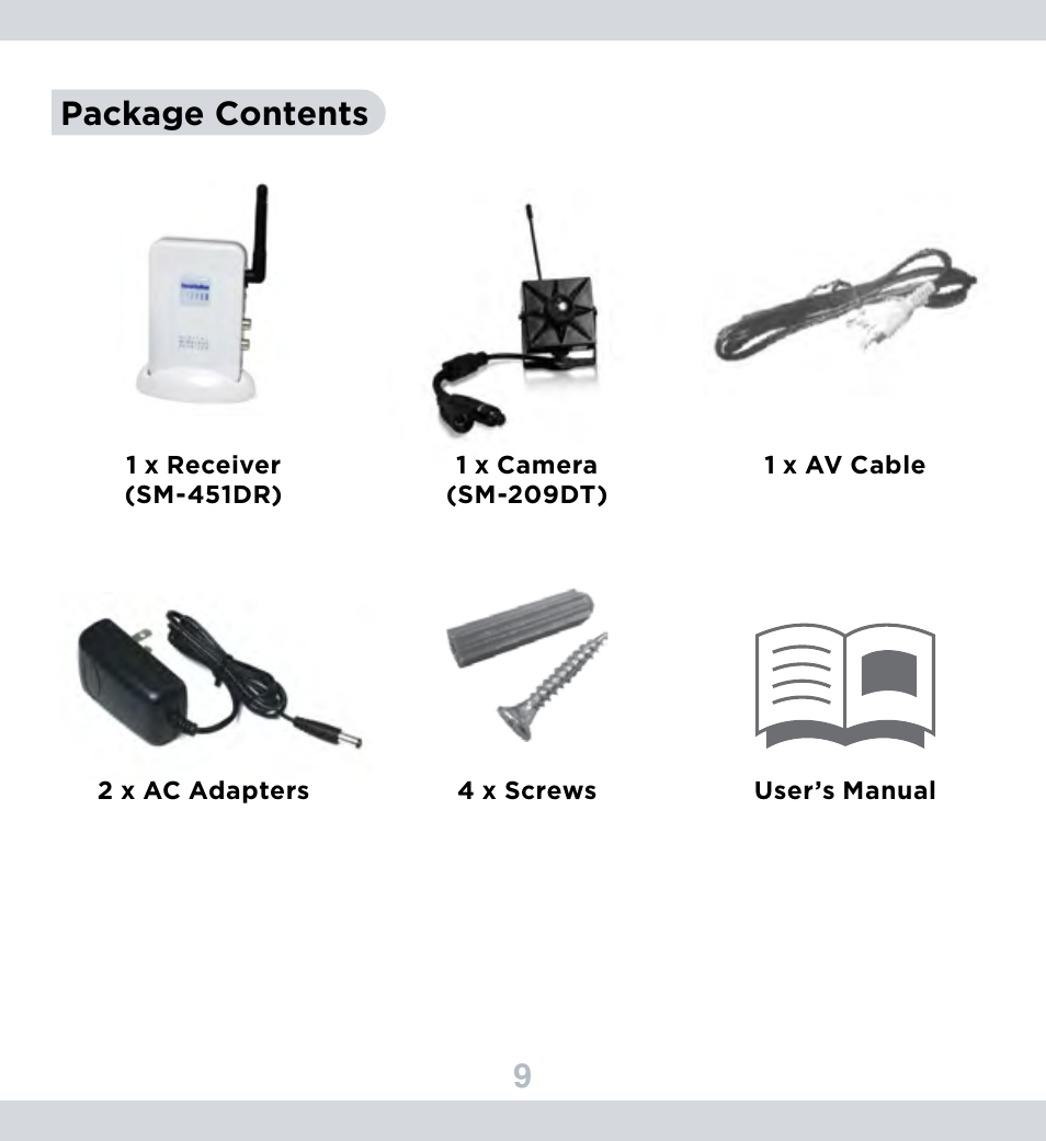 9package contents | SecurityMan DigiminiAir User Manual | Page 10 / 19